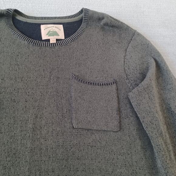 O'hanlon Mills Sweater Mens L Forrest Green Knit Crew Neck Chest Pocket Stretch - Picture 4 of 9